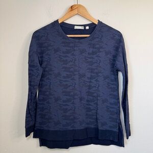 Tasc Sweater Women's XS Navy Blue Camo Athleisure Casual Bamboo